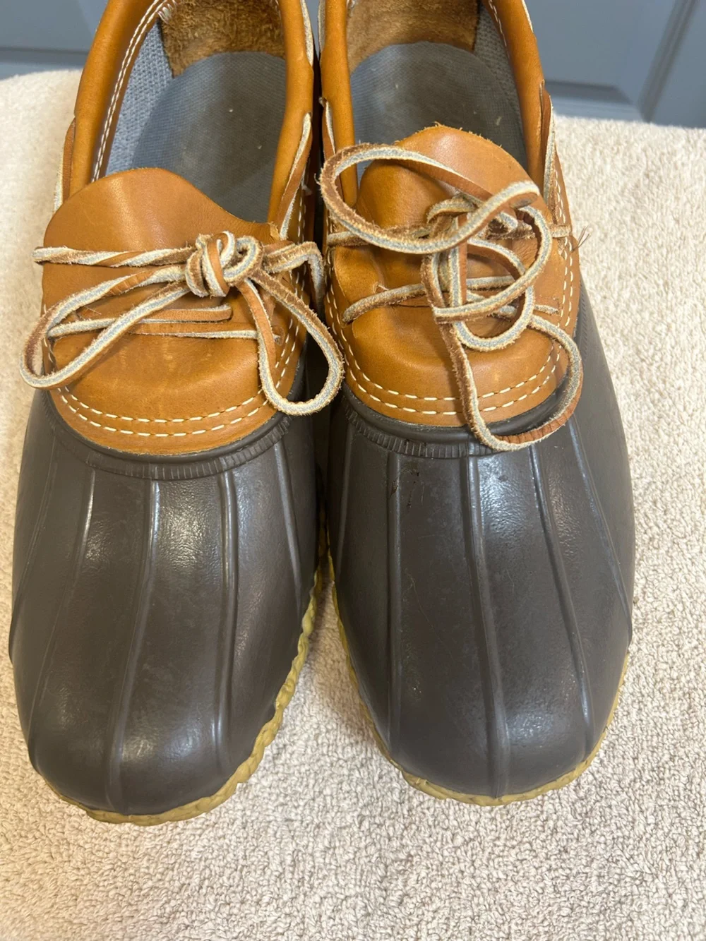LL BEAN “Bean Boots” men’s brown rubber/leather rain “duck” does. Size 10M EUC